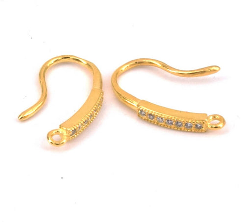 Buy 925 silver hook earrings gold plated with zircons 16mm (2)