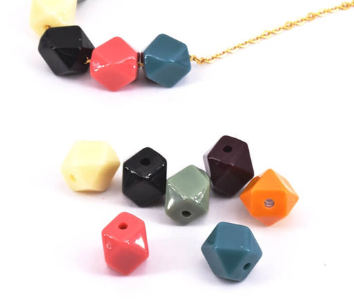 Buy Pearls polygon resin mixed colors 12mm, hole 2mm (7)