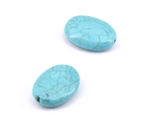 Creez Perles ovale à facettes Turquoise reconstitué 18x13x5mm, trou 1mm (4)