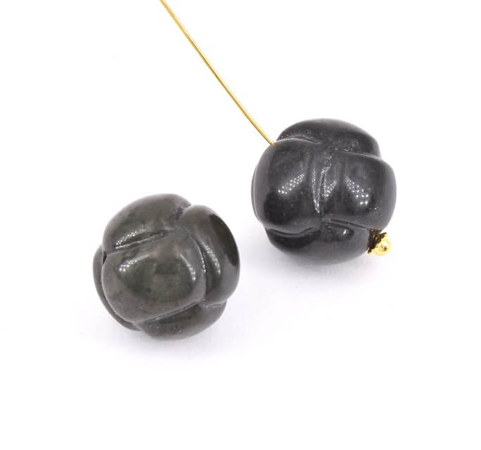 Creez Perle ronde sculptée noeud en Obsidienne 19mm, trou 1,2mm (1)