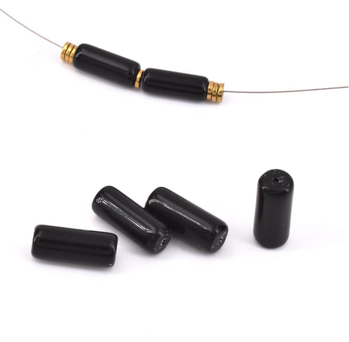 Obsidian Beads Tube Cylinder 15x5mm - Hole 0.9mm (5)