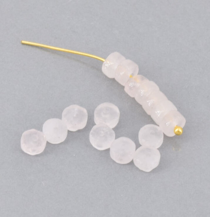 Heishi Pearls Washers in White Quartz 4x2mm - Hole 0.7mm (10)