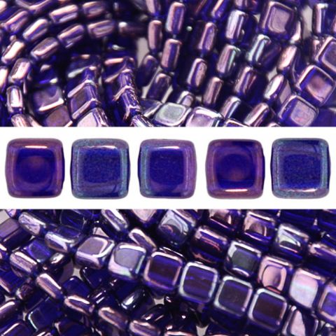 Beads 2 hole czechmates tile cobalt vega 6mm (50)