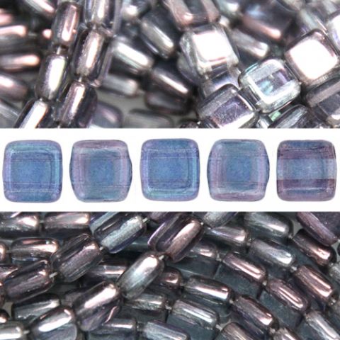 2-hole Pearl CzechMates tile shine transparent amethyst 6mm (50)