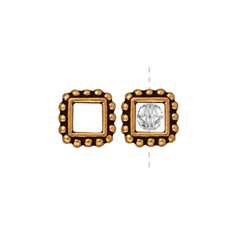 Buy Square Pearl Gold Plated Metal 9mm (1)