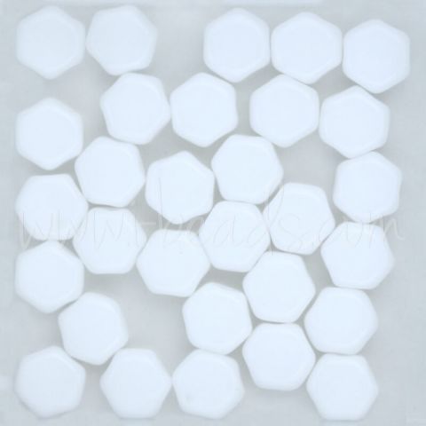 Perles Honeycomb 6mm chalk opaque (30)